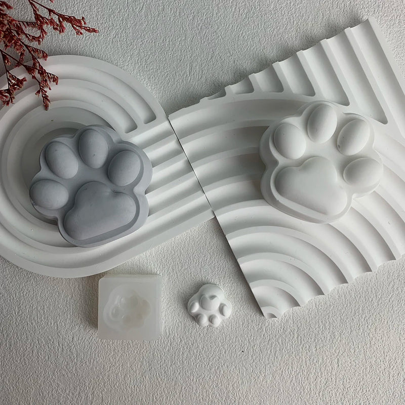 Cute Cat Paw Candle Diy Silicone Mold Aromatherapy Candle Soap Making Mould Resin Molds Home Decoration