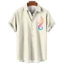 New Men's Shirt 2023 Summer Fashion Hawaiian Shirt Short Sleeve Lapel Top Music Symbol Pattern Print Shirt Oversized Man Clothes