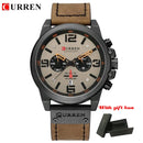 CURREN Top Luxury Brand Men's Military Waterproof Leather Sport Quartz Watches Chronograph Date Fashion Casual Men's Clock 8314