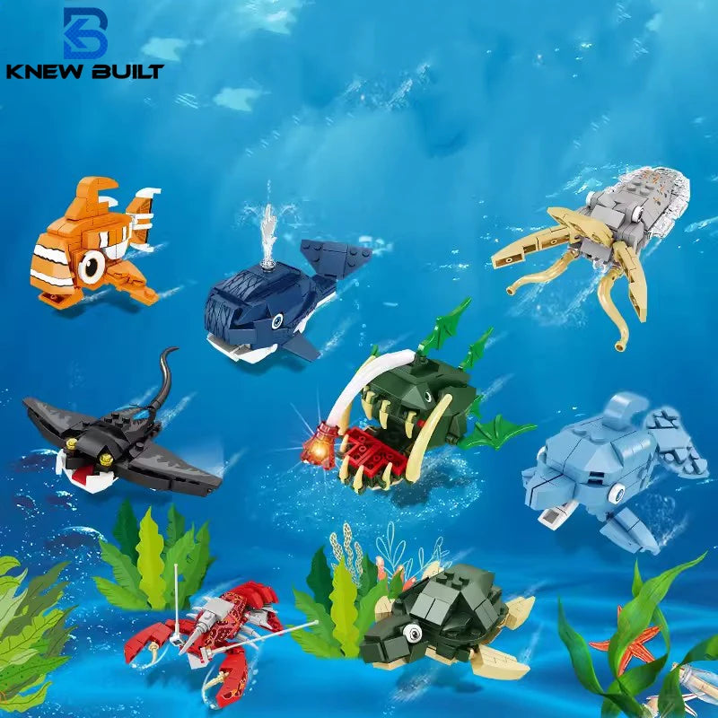 Knew Built Lantern fish So On Marine Animal Series Building Blocks Toys - Perfect for Kids,Gift Educational Ocean World Toy Set