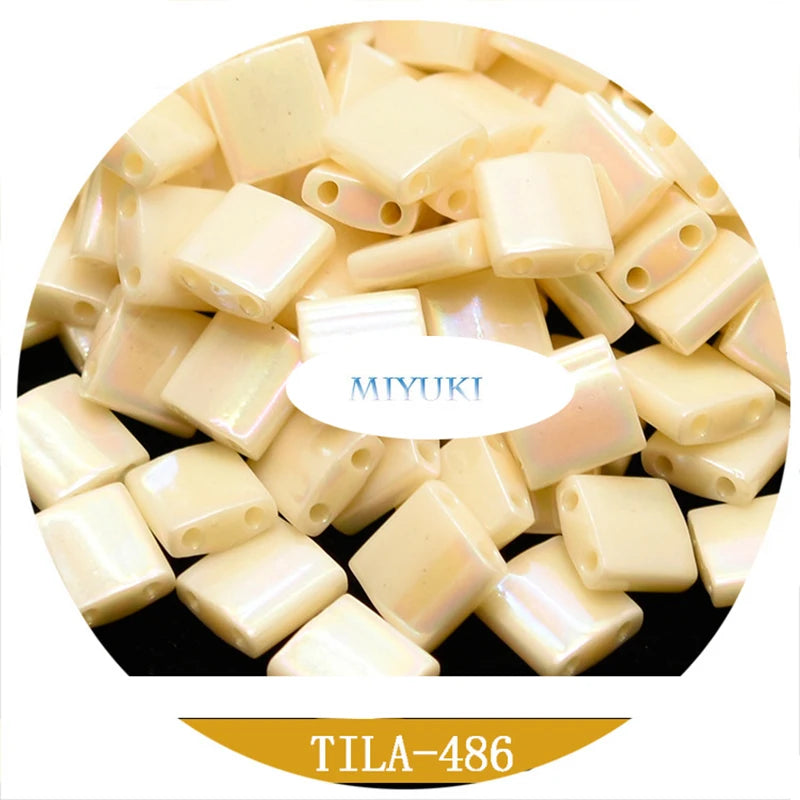 Miyuki Imported From Japan Handmade Tila Beads 5*5 * 1.9mm Solid Color Series Glass Beads To Make Jewelry