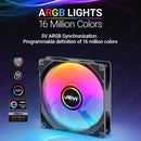 JEYI 120mm PC ARGB Lüfter AURA SYNC RGB Computerlüfter Ultra Leiser Kühlkörper Ventilator mit 4PIN PWM und 5V 3PIN ARGB Anschluss