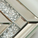 Artloge Tischuhr 30x9,6x33cm Silberne Glas-Tischuhr Verspiegelte Crushed Diamond Kante für Wohnzimmer, Schlafzimmer Deko