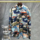 2025 men's European and American popular luxury fashion printed long sleeved shirt, high-quality and comfortable button up top