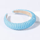 Full Crystal Luxury Hair Accessories Hairbands Sparkly Padded Rhinestones Headbands Headdress Black White Pink Women Headband