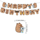 Capybara Balloons Happy Birthday Banner Animal Themed Birthday Decorations Cake Toppers Capybara Kids Birthday Party Supplies