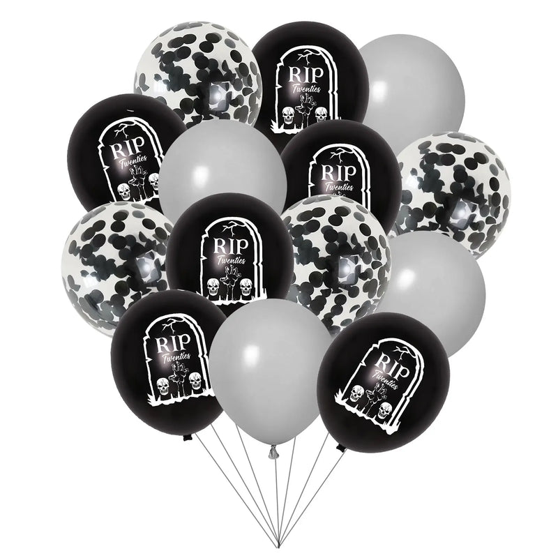 30Pcs Death To My Twenties Birthday Decorations,Black Confetti Balloons for Man Lady Funeral 30th Birthday Party Supplies