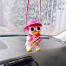 Cute Anime Cowboy Pipe Duck Car Rearview Mirror Pendant Super Cool Revolver Car Decor Pendant Auto Interior Ornament Decoration