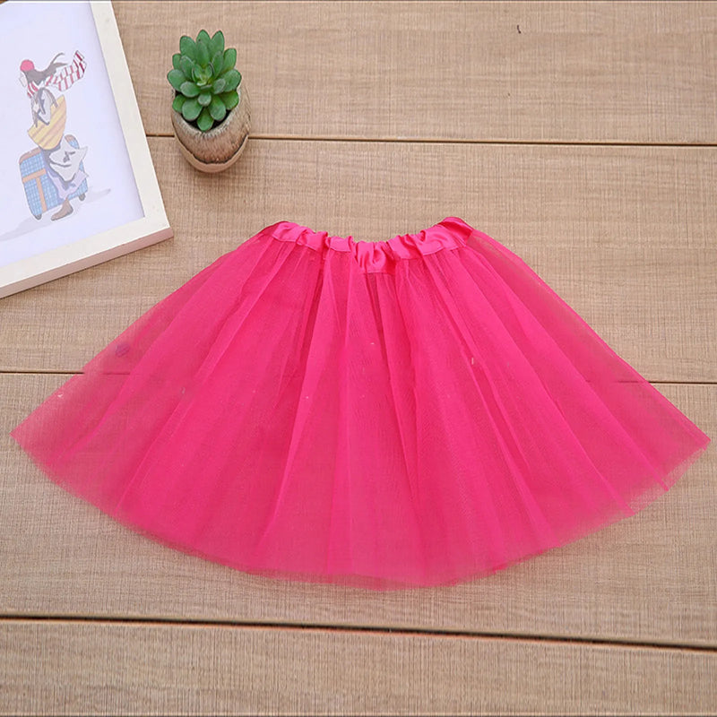 Fashion Kids Mesh Miniskirts Girls Princess Solid White Dance Ballet Tutu Brand Party Dress Girl Faldas Skirt Elastic Clothes