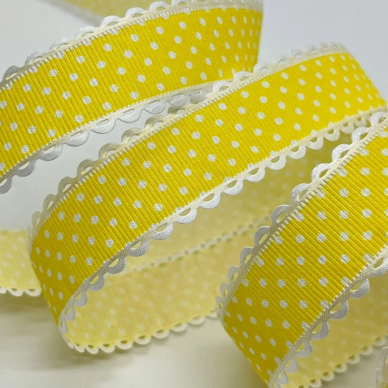 2cm 5Yards Dots Printed Embossed Ribbon For Handwork DIY Craft Bows Scrapbook Easter Wedding Christmas Deco Gift Floral Packing
