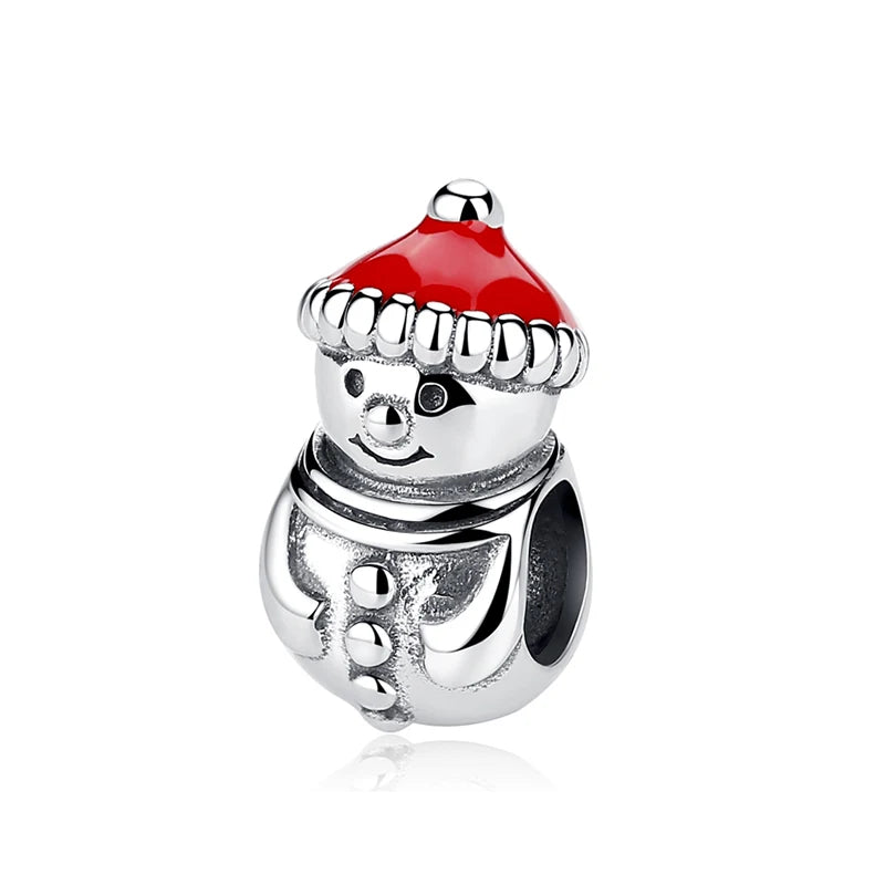 Original 925 Sterling Silver Charms Christmas Santa Reindeer Pendant Beads Fit Pan Brand Bracelets Necklaces Women DIY Jewelry