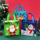 StoBag 4pcs/1Lot New Christmas Non-woven Fabric Tote Bags Candy Gift Packaging Santa Claus Kids Holiday Happy Year Party Favors