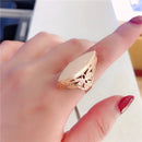 585 purple gold plated 14K rose gold exaggerated Court style glossy rings for women unique butterfly design wedding jewelry
