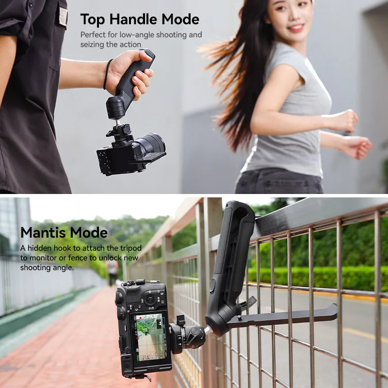 Ulanzi TT38 One-click Quick Release Tripod Uka Tripod Top Handle Grip for Camera Netting bracket with a Hidden Hook 180° Tilt