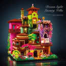 7080PCS Magisches Schloss Sakura Haus Bausteine Stadtmodell mit LED-Lichtern Mini-Ziegelspielzeug Weihnachtsgeschenke für Kinder