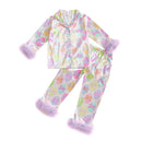 Easter Boys Pajamas Set Bunny Print Cozy Long Sleeve Tops with Matching Pants Sleepwear for Kids