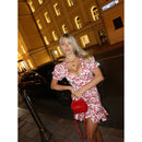 Women Chic Floral Print Bodycon Dress Holiday v-neck Pleated Patchwork Flared Sleeve Ruffle 2026 Summer Casual Latest Vestidos