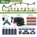 3M-25M 3/8”PE Hose Misting System DIY Adjustable Orange Nozzle Spray Cooling Kit for Greenhouse Garden Plants Fogging Watering