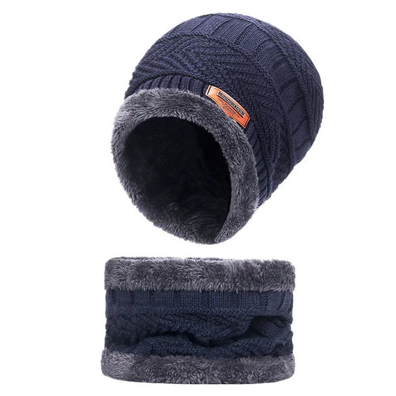 Winter Beanie Hat For Men Knitted Hat Winter Cap Beanie Women Thick Wool Neck Scarf Cap Balaclava Mask Bonnet Hats