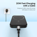 Baseus 20W Magnetische Kabellose Lade-Powerbank mit 6000mAh, 14,7mm rutschfestes Silikongehäuse, Schnellladung für iPhone 8-15 Serie