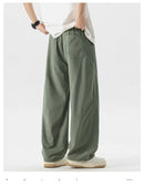 High Quality Summer Thin Men's Straight Tube Loose Ice Silk Wide Leg Casual Pants Breathable Jogging Fitness Baggy Casual Pants