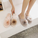 Haus Elegante Quaste Haarkugel Damen Hausschuhe Bequeme Stoff Schicke Damen Flache Schuhe Frühling Luxus Champagner Damen Pantoletten
