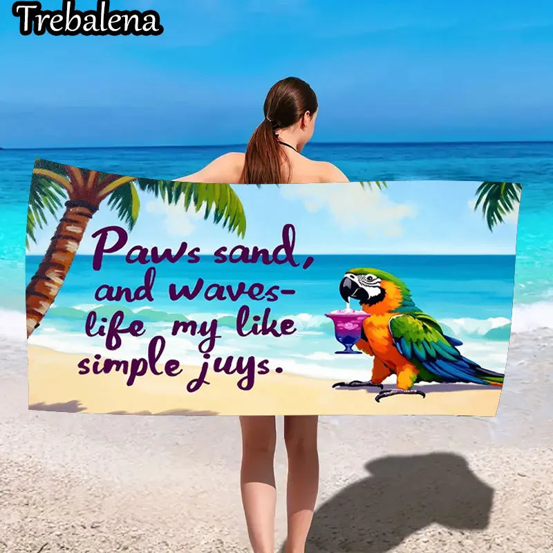 30*60inch Ultra-Soft Beach Towel with Tropical Parrot Beach Towel Simple Joys Life Style