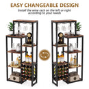 Tribesigns Wine Rack Freestanding Floor, 5-Tier Wine Baker Rack with Glass Holder & Wine Storage, Industrial Wine Display Shelf