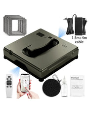 Intelligent window cleaning Robot, dual water spray, application control, frameless glass cleaning