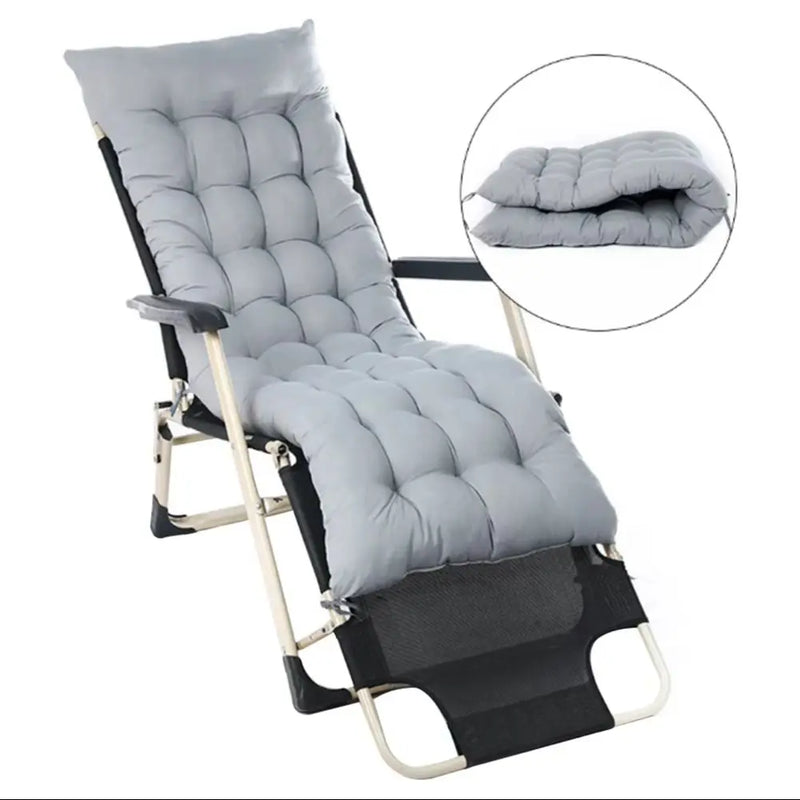 10CM Thick Premium Outdoor Sun Lounger Cushion Pad ,UV Resistant Non-Slip Polyester Fabric with Hip Support Design, Grey