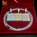 Aokaishen Iced Out CT Necklace Pendant for Women Hip Hop Jewelry Iced Out Cubic Zirconia Real Gold Plated