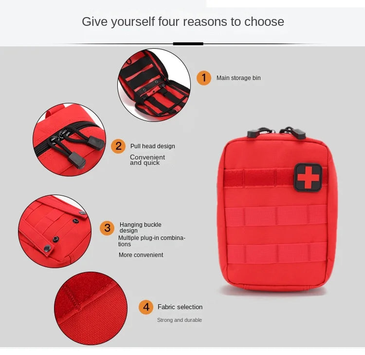 Portable Tactical First Aid Kit Medical Bag for Hiking Travel Home Emergency Treatment Case Survival Tools EDC Pouch