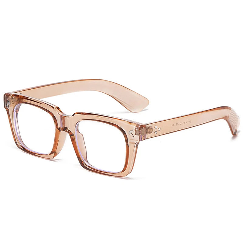 SO&EI Vintage Square Men Sunglasses Fashion Yellow Blue Shades UV400 Women Trending Rivets Punk Sun Glasses