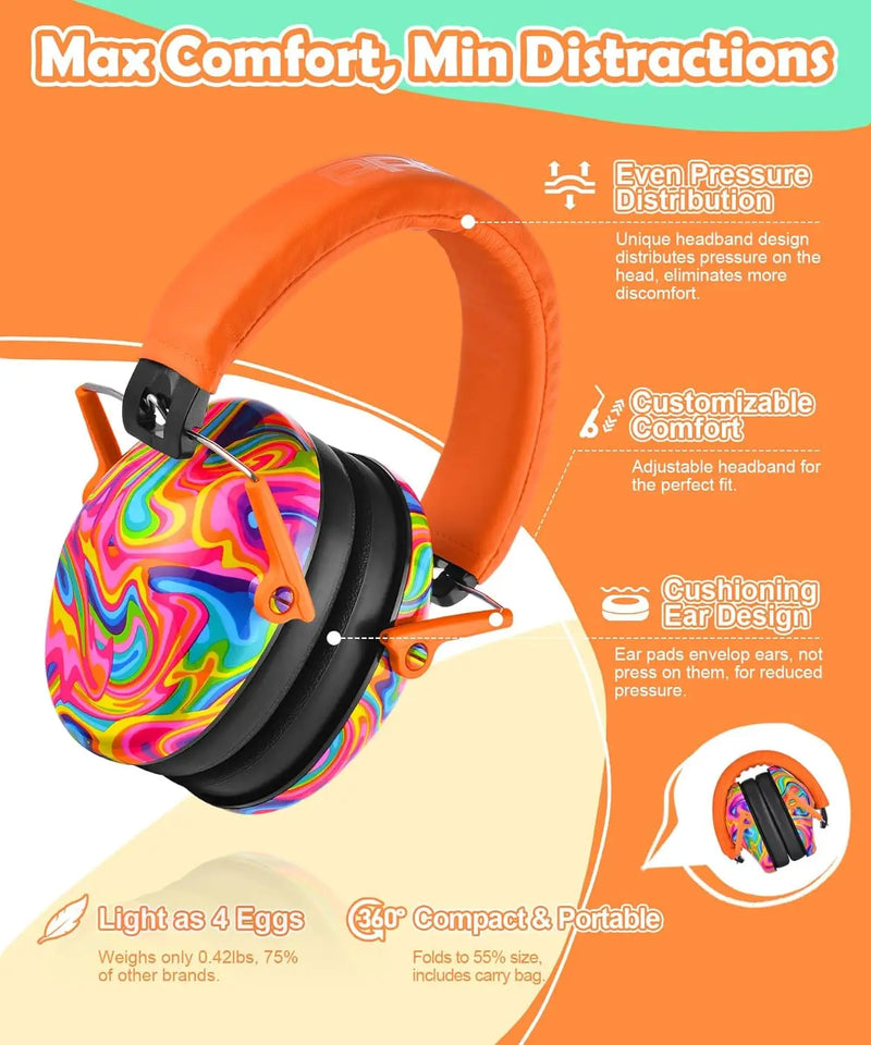 ZOHAN kids Hearing Protection Earmuffs Adjustable Ear muffs autism ear damper Noise Reduction Ear Defenders for Children NRR25dB