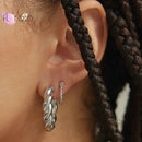 925 Sterling Silber Nadel Metall Runde Twist Creolen für Frauen Europa und Amerika Persönlichkeit Punk Rock Ohrringe Schmuck