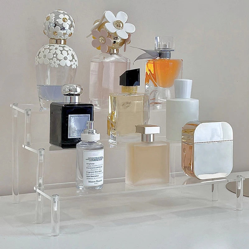 Acrylic Makeup Display Stand Clear Perfume Doll Jewelry Showcase Rack Cupcake Model Organize Shelf Home Decor Storage Accessory