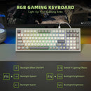WOMIER Retro Grey DK98 Wired Gaming Keyboard Silent Membrane Key with Volume Knob Anti-Ghosting Splash-Proof for PC Laptop Gamer