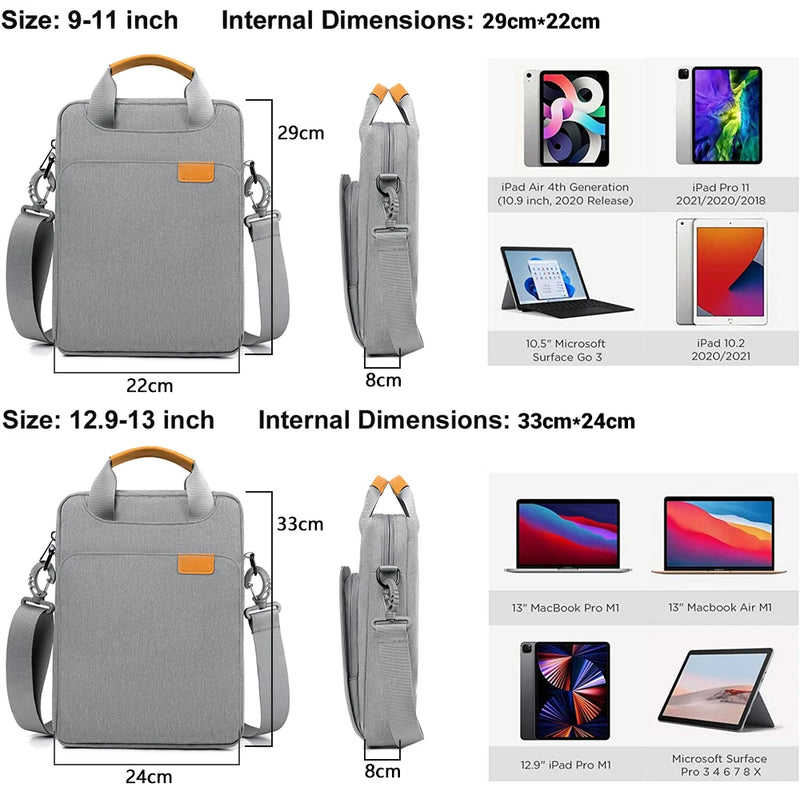 Tablet Handbag Crossbody Bag For Samsung Tablet S7 S8 Plus A7 A8 9.7-13 Inch Bag For IPad Air Pro 12.9 Tablet Case Storage Bag