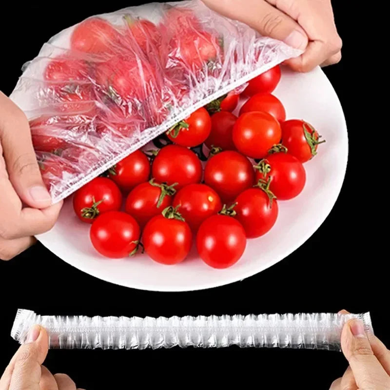 500/10pcs Disposable Food Cover Plastic Wrap Fruit Food Covers Fresh Saver Bags Elastic Shoe Cover Shower Headgear Storage Bag