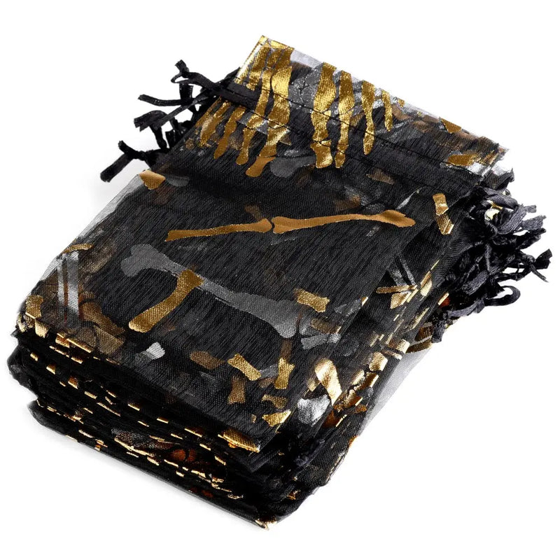 25/50pcs 10x15cm Halloween Organza Gift Bag Drawstring Spider Web Multi Color Printing Packaging Gift High Quality Candy Bag