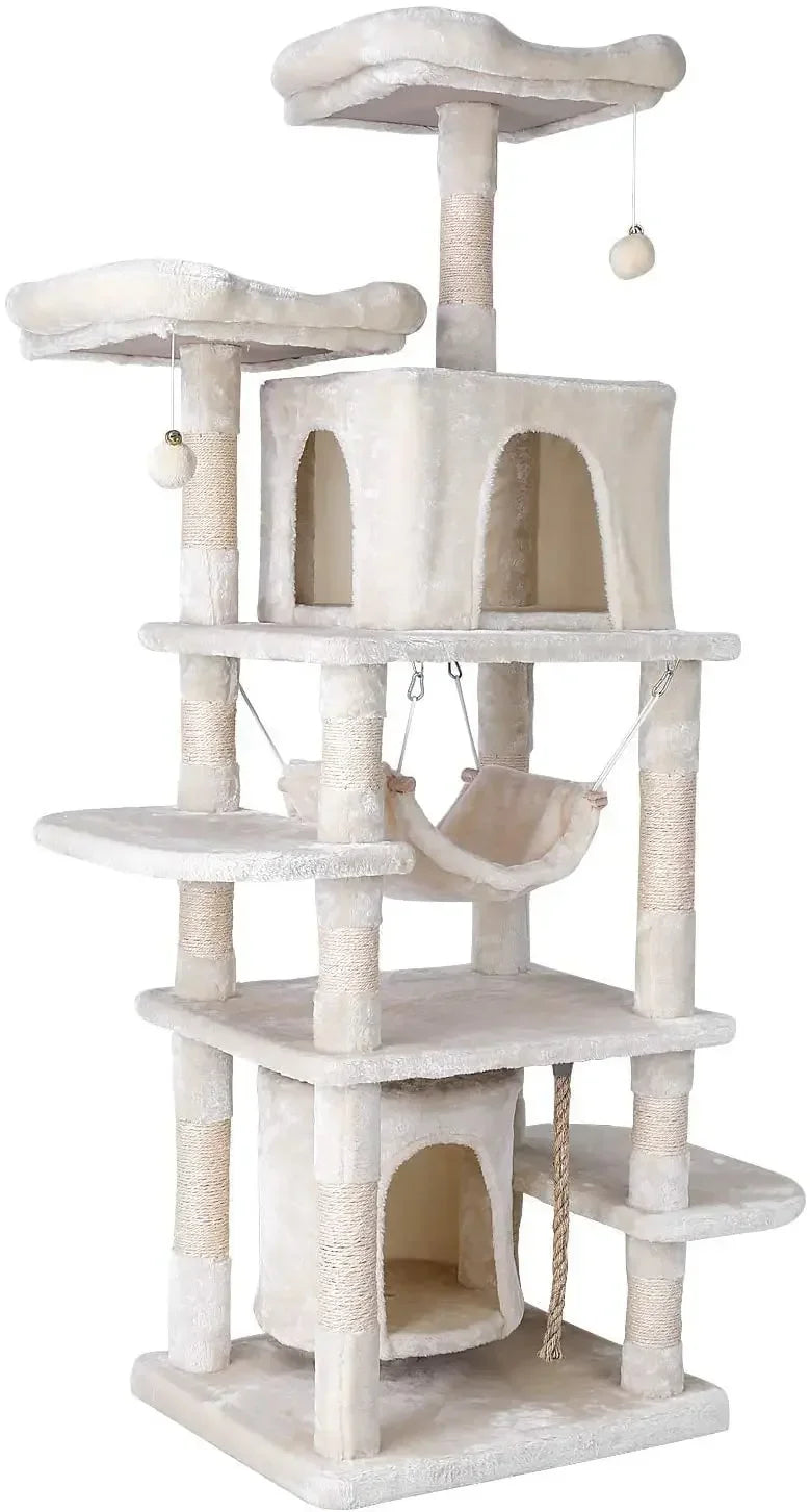 Cat Tree 170cm Tower Condo Furniture Scratch Post for Kittens Pet House Play for Indoor Cats, Plush Multi-Level Cat Condo