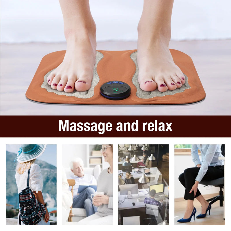 TENS Microcurrent 3D Foot Massager Pad Foldable Accupressure Mat Muscle Electroestimulador Physiotherapy Foot Helper Relaxation