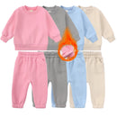 2026 Neuheiten Kleidung für kleine Mädchen Trainingsanzug 2-teiliges Set Warmer Fleece Einfarbiger Pullover+Hose Loungewear-Anzug für Kinder