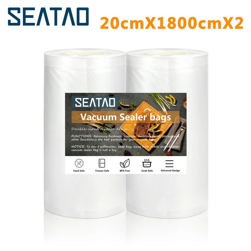 SEATAO 20/28cmX1800cm*2 Kitchen Food Vacuum Bag Storage Bags For Vacuum Sealer Packaging Rolls Food Fresh Saver Vacuum Bags