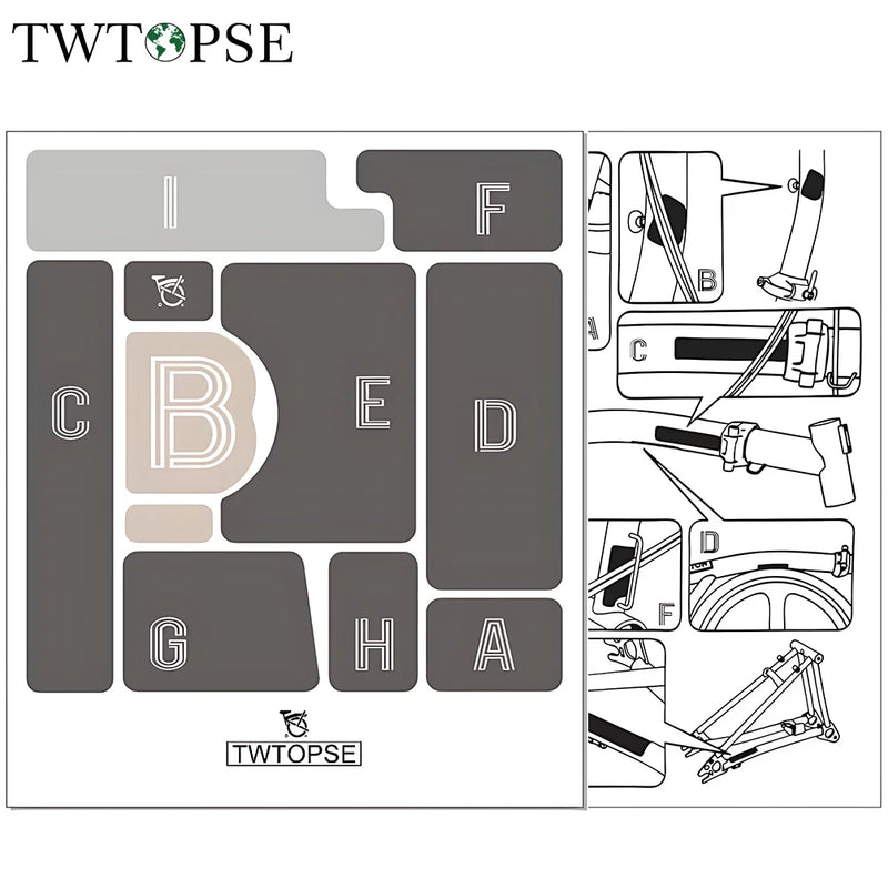 TWTOPSE Bike Protection Film For Brompton Folding Bicycle Invisible Paint Scratch-resistant Sticker Frame Fork Protector 3SIXTY