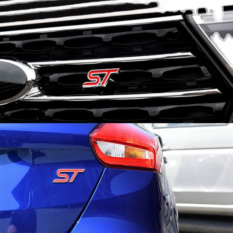 3D Metal ST Line Front Grille Emblem Badge Car Head Trunk Stickers For Ford Focus Mondeo Fiesta Explorer Styling Accessories