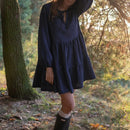 Muslin 100% Cotton Dress Retro Loose Lace-up Ruffles Long Sleeve Green Dresses Women Robe Elegant Party Dress Christmas Clothes