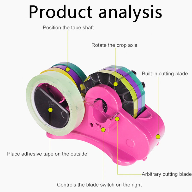 Semi-Automatic Tape Dispenser Multi-roll Cutting Reusable Thermal Tape Dispenser with Compartment for Thermal Transfer Tape