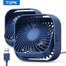 TOPK USB Desk Fan,[2Pack] Mini Fan, Strong Airflow & Quiet Operation,360° Rotatable Head 3-Speed Wind Small Cooling Fan for Home
