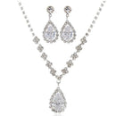 New Luxury Brand Fashion Green Water Drop Crystal Necklace Earring Set for Women Exquisite Wedding Bride Zircon Jewelry Set Gift